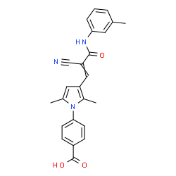 ChemSpider 2D Image | 4-(3-{2-Cyano-3-[(3-methylphenyl)amino]-3-oxo-1-propen-1-yl}-2,5-dimethyl-1H-pyrrol-1-yl)benzoic acid | C24H21N3O3
