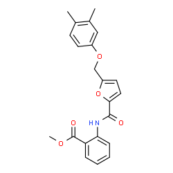 ChemSpider 2D Image | Methyl 2-({5-[(3,4-dimethylphenoxy)methyl]-2-furoyl}amino)benzoate | C22H21NO5