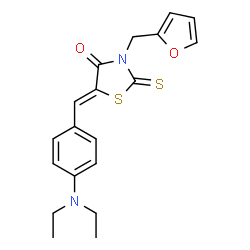 ChemSpider 2D Image | (5Z)-5-[4-(Diethylamino)benzylidene]-3-(2-furylmethyl)-2-thioxo-1,3-thiazolidin-4-one | C19H20N2O2S2