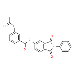 ChemSpider 2D Image | 3-[(1,3-Dioxo-2-phenyl-2,3-dihydro-1H-isoindol-5-yl)carbamoyl]phenyl acetate | C23H16N2O5