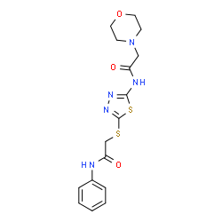 ChemSpider 2D Image | N-{5-[(2-Anilino-2-oxoethyl)sulfanyl]-1,3,4-thiadiazol-2-yl}-2-(4-morpholinyl)acetamide | C16H19N5O3S2