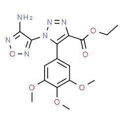 ChemSpider 2D Image | Ethyl 1-(4-amino-1,2,5-oxadiazol-3-yl)-5-(3,4,5-trimethoxyphenyl)-1H-1,2,3-triazole-4-carboxylate | C16H18N6O6