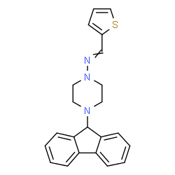 ChemSpider 2D Image | 4-(9H-Fluoren-9-yl)-N-(2-thienylmethylene)piperazin-1-amine | C22H21N3S
