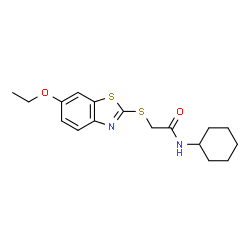 ChemSpider 2D Image | N-Cyclohexyl-2-[(6-ethoxy-1,3-benzothiazol-2-yl)sulfanyl]acetamide | C17H22N2O2S2