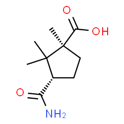 ChemSpider 2D Image | (1S,3S)-3-Carbamoyl-1,2,2-trimethylcyclopentanecarboxylic acid | C10H17NO3