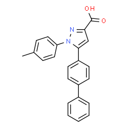 ChemSpider 2D Image | 5-(4-Biphenylyl)-1-(4-methylphenyl)-1H-pyrazole-3-carboxylic acid | C23H18N2O2