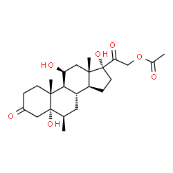 ChemSpider 2D Image | (5alpha,6beta,11beta)-5,11,17-Trihydroxy-6-methyl-3,20-dioxopregnan-21-yl acetate | C24H36O7