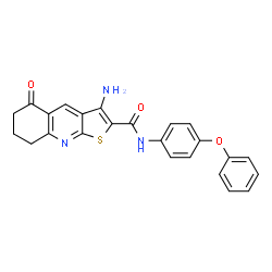 ChemSpider 2D Image | 3-Amino-5-oxo-N-(4-phenoxyphenyl)-5,6,7,8-tetrahydrothieno[2,3-b]quinoline-2-carboxamide | C24H19N3O3S