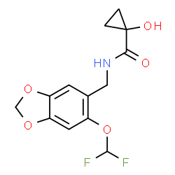 ChemSpider 2D Image | N-{[6-(Difluoromethoxy)-1,3-benzodioxol-5-yl]methyl}-1-hydroxycyclopropanecarboxamide | C13H13F2NO5