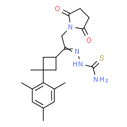ChemSpider 2D Image | 2-[2-(2,5-Dioxo-1-pyrrolidinyl)-1-(3-mesityl-3-methylcyclobutyl)ethylidene]hydrazinecarbothioamide | C21H28N4O2S