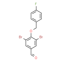ChemSpider 2D Image | 3,5-Dibromo-4-[(4-fluorobenzyl)oxy]benzaldehyde | C14H9Br2FO2