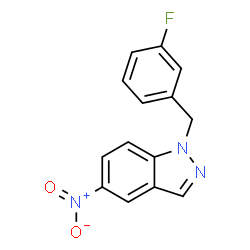 ChemSpider 2D Image | 1-(3-Fluorobenzyl)-5-nitro-1H-indazole | C14H10FN3O2