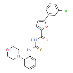 ChemSpider 2D Image | 5-(3-Chlorophenyl)-N-{[2-(4-morpholinyl)phenyl]carbamothioyl}-2-furamide | C22H20ClN3O3S
