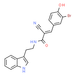 ChemSpider 2D Image | (2E)-3-(3-Bromo-4-hydroxyphenyl)-2-cyano-N-[2-(1H-indol-3-yl)ethyl]acrylamide | C20H16BrN3O2