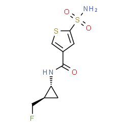 ChemSpider 2D Image | N-[(1R,2R)-2-(Fluoromethyl)cyclopropyl]-5-sulfamoyl-3-thiophenecarboxamide | C9H11FN2O3S2