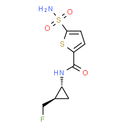 ChemSpider 2D Image | N-[(1R,2R)-2-(Fluoromethyl)cyclopropyl]-5-sulfamoyl-2-thiophenecarboxamide | C9H11FN2O3S2