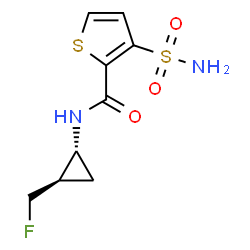 ChemSpider 2D Image | N-[(1R,2R)-2-(Fluoromethyl)cyclopropyl]-3-sulfamoyl-2-thiophenecarboxamide | C9H11FN2O3S2