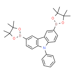 ChemSpider 2D Image | 9-Phenyl-3,6-bis(4,4,5,5-tetramethyl-1,3,2-dioxaborolan-2-yl)-9H-carbazole | C30H35B2NO4