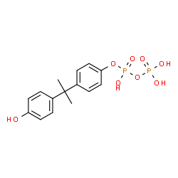 ChemSpider 2D Image | 4-[2-(4-Hydroxyphenyl)-2-propanyl]phenyl trihydrogen diphosphate | C15H18O8P2