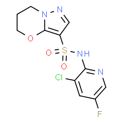 ChemSpider 2D Image | N-(3-Chloro-5-fluoro-2-pyridinyl)-6,7-dihydro-5H-pyrazolo[5,1-b][1,3]oxazine-3-sulfonamide | C11H10ClFN4O3S