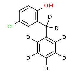 ChemSpider 2D Image | 4-Chloro-2-[(~2~H_5_)phenyl(~2~H_2_)methyl]phenol | C13H4D7ClO