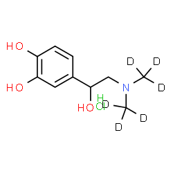 ChemSpider 2D Image | 4-(2-{Bis[(~2~H_3_)methyl]amino}-1-hydroxyethyl)-1,2-benzenediol hydrochloride (1:1) | C10H10D6ClNO3