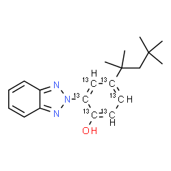 ChemSpider 2D Image | 2-(2H-Benzotriazol-2-yl)-4-(2,4,4-trimethyl-2-pentanyl)(~13~C_6_)phenol | C1413C6H25N3O