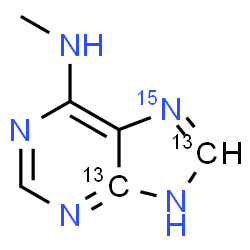 ChemSpider 2D Image | N-Methyl(4,8-~13~C_2_,7-~15~N)-9H-purin-6-amine | C413C2H7N415N
