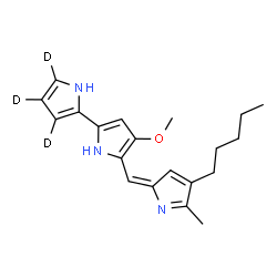 ChemSpider 2D Image | 4-Methoxy-5-[(E)-(5-methyl-4-pentyl-2H-pyrrol-2-ylidene)methyl](3',4',5'-~2~H_3_)-1H,1'H-2,2'-bipyrrole | C20H22D3N3O