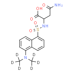 ChemSpider 2D Image | N~2~-[(5-{Bis[(~2~H_3_)methyl]amino}-1-naphthyl)sulfonyl]asparagine | C16H13D6N3O5S