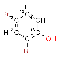 ChemSpider 2D Image | 2,4-Dibromo(~13~C_6_)phenol | 13C6H4Br2O