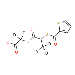 ChemSpider 2D Image | N-{2-[(2-Thienylcarbonyl)sulfanyl](3,3,3-~2~H_3_)propanoyl}(2,2-~2~H_2_)glycine | C10H6D5NO4S2