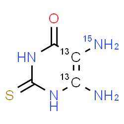 ChemSpider 2D Image | 6-Amino-5-(~15~N)amino-2-thioxo(5,6-~13~C_2_)-2,3-dihydro-4(1H)-pyrimidinone | C213C2H6N315NOS