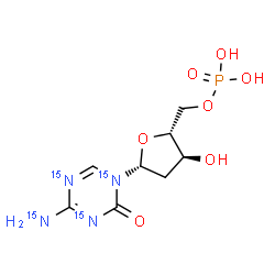 ChemSpider 2D Image | 4-(~15~N)Amino-1-(2-deoxy-5-O-phosphono-beta-D-erythro-pentofuranosyl)(~15~N_3_)-1,3,5-triazin-2(1H)-one | C8H1315N4O7P