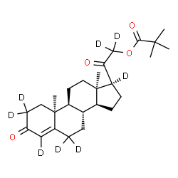 ChemSpider 2D Image | (10alpha,13alpha)-3,20-Dioxo(2,2,4,6,6,17,21,21-~2~H_8_)pregn-4-en-21-yl pivalate | C26H30D8O4