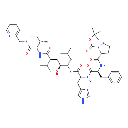 ChemSpider 2D Image | 1-{[(2-Methyl-2-propanyl)oxy]carbonyl}-D-prolyl-L-phenylalanyl-N-[(4S,5S,7S)-5-hydroxy-2,8-dimethyl-7-({(2S,3S)-3-methyl-1-oxo-1-[(2-pyridinylmethyl)amino]-2-pentanyl}carbamoyl)-4-nonanyl]-Nalpha-meth
ylhistidinamide | C50H75N9O8