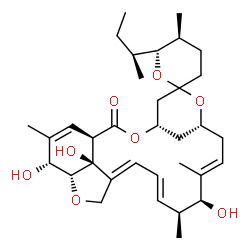 ChemSpider 2D Image | (1'R,4'S,5S,6R,8'R,10'E,12'S,13'S,14'E,16'E,20'R,21'R,24'S)-6-[(2S)-2-Butanyl]-12',21',24'-trihydroxy-5,11',13',22'-tetramethyl-3,4,5,6-tetrahydro-2'H-spiro[pyran-2,6'-[3,7,19]trioxatetracyclo[15.6.1.
1~4,8~.0~20,24~]pentacosa[10,14,16,22]tetraen]-2'-one | C34H50O8