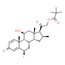 ChemSpider 2D Image | (6beta,9beta,11beta,14beta,16beta)-6-Fluoro-11-hydroxy-16-methyl-3,20-dioxopregna-1,4-dien-21-yl pivalate | C27H37FO5