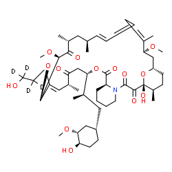 ChemSpider 2D Image | (1R,9S,12S,15R,16E,18R,19R,21R,23S,24E,30S,32S,35R)-1-Hydroxy-18-{[2-hydroxy(~2~H_4_)ethyl]oxy}-12-{(2R)-1-[(1S,3R,4R)-4-hydroxy-3-methoxycyclohexyl]-2-propanyl}-19,30-dimethoxy-15,17,21,23,29,35-hexa
methyl-11,36-dioxa-4-azatricyclo[30.3.1.0~4,9~]hexatriaconta-16,24,26,28-tetraene-2,3,10,14,20-pentone | C53H79D4NO14