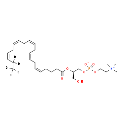 ChemSpider 2D Image | (2R)-3-Hydroxy-2-[(5Z,8Z,11Z,14Z,17Z)-(19,19,20,20,20-~2~H_5_)-5,8,11,14,17-icosapentaenoyloxy]propyl 2-(trimethylammonio)ethyl phosphate | C28H43D5NO7P
