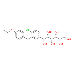 ChemSpider 2D Image | 1-C-[4-Chloro-3-(4-ethoxybenzyl)phenyl]-D-xylo-hexitol | C21H27ClO7