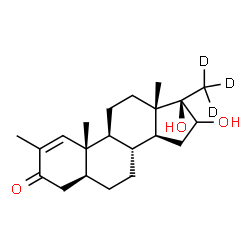 ChemSpider 2D Image | (5alpha,17beta)-16,17-Dihydroxy-2-methyl-17-(~2~H_3_)methylandrost-1-en-3-one | C21H29D3O3