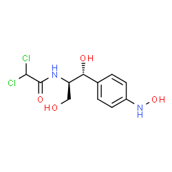 ChemSpider 2D Image | 2,2-Dichloro-N-{(1R,2R)-1,3-dihydroxy-1-[4-(hydroxyamino)phenyl]-2-propanyl}acetamide | C11H14Cl2N2O4
