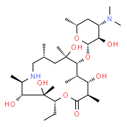ChemSpider 2D Image | (2R,3S,4R,5R,8R,10R,11R,12S,13S,14R)-2-Ethyl-3,4,10,13-tetrahydroxy-3,5,8,10,12,14-hexamethyl-15-oxo-1-oxa-6-azacyclopentadecan-11-yl 3,4,6-trideoxy-3-(dimethylamino)-beta-D-xylo-hexopyranoside | C29H56N2O9