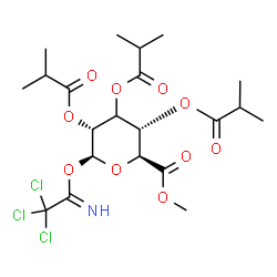 ChemSpider 2D Image | Methyl (3xi)-2,3,4-tri-O-isobutyryl-1-O-(2,2,2-trichloroethanimidoyl)-beta-D-ribo-hexopyranuronate | C21H30Cl3NO10
