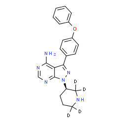 ChemSpider 2D Image | 3-(4-Phenoxyphenyl)-1-[(3R)-(2,2,6,6-~2~H_4_)-3-piperidinyl]-1H-pyrazolo[3,4-d]pyrimidin-4-amine | C22H18D4N6O