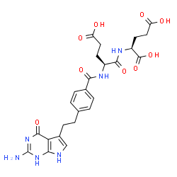 ChemSpider 2D Image | N-{4-[2-(2-Amino-4-oxo-4,7-dihydro-1H-pyrrolo[2,3-d]pyrimidin-5-yl)ethyl]benzoyl}-L-alpha-glutamyl-L-glutamic acid | C25H28N6O9
