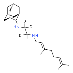ChemSpider 2D Image | N-[(1r,3r,5r,7r)-Adamantan-2-yl]-N'-[(2E)-3,7-dimethyl-2,6-octadien-1-yl]-1,2-(~2~H_4_)ethanediamine | C22H34D4N2