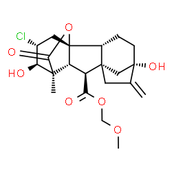 ChemSpider 2D Image | Methoxymethyl (1R,2R,5S,8S,9S,10R,11S,12R,13R)-13-chloro-5,12-dihydroxy-11-methyl-6-methylene-16-oxo-15-oxapentacyclo[9.3.2.1~5,8~.0~1,10~.0~2,8~]heptadecane-9-carboxylate | C21H27ClO7