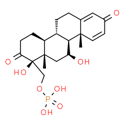 ChemSpider 2D Image | [(1S,4aS,4bS,10aR,10bS,11S,12aS)-1,11-Dihydroxy-10a,12a-dimethyl-2,8-dioxo-1,2,3,4,4a,4b,5,6,8,10a,10b,11,12,12a-tetradecahydro-1-chrysenyl]methyl dihydrogen phosphate | C21H29O8P